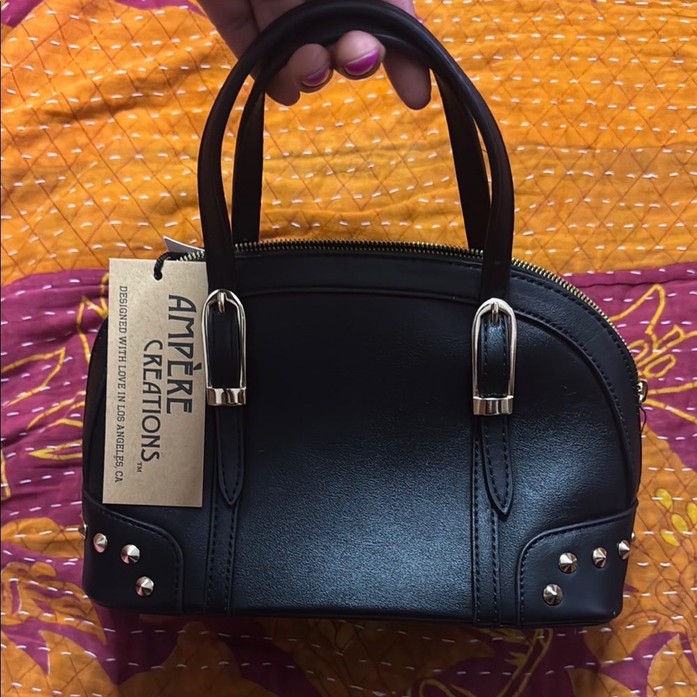 MG Collection Irina Mini Studded Satchel Shoulder Bag